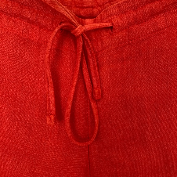 Willow Coral orange linen beach summer wide leg linen pants. boho lounge.Sz - Picture 2 of 13
